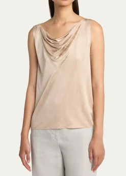 Giorgio ArmaniCowl-Neck Metallic Jersey Top