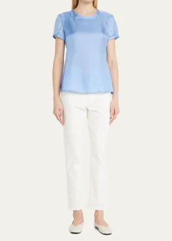 Giorgio ArmaniCrewneck Short-Sleeve Silk T-Shirt