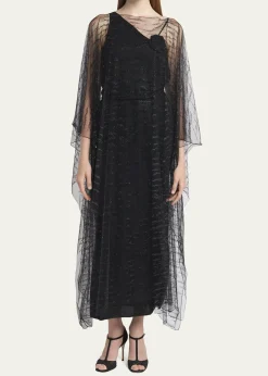 Giorgio ArmaniCrystal Embellished Sheer Long Cape