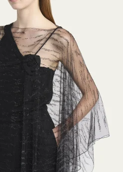 Giorgio ArmaniCrystal Embellished Sheer Long Cape