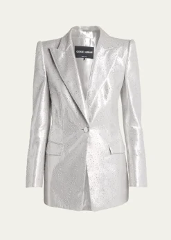 Giorgio ArmaniCrystal One-Button Silk Blazer