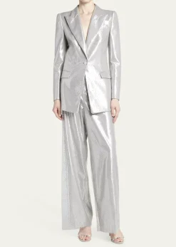 Giorgio ArmaniCrystal One-Button Silk Blazer