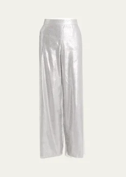 Giorgio ArmaniCrystal Wide-Leg Silk Trousers