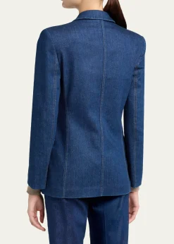 Giorgio ArmaniDenim Single-Breasted Blazer Jacket