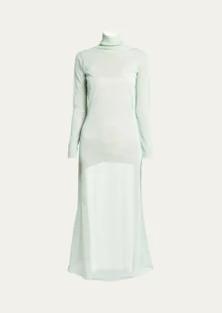 Giorgio ArmaniDouble-Layer Open-Back Lurex Jersey Midi Dress