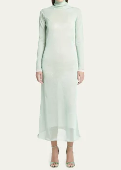 Giorgio ArmaniDouble-Layer Open-Back Lurex Jersey Midi Dress