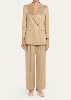 Giorgio ArmaniEmbellished Pleated Straight-Leg Pants