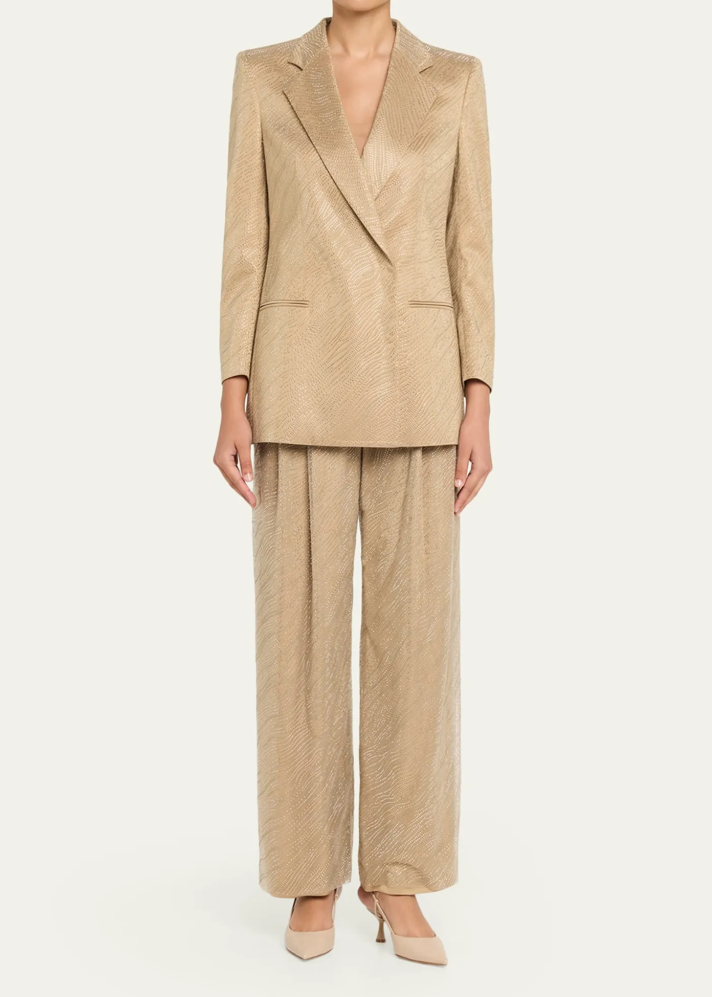 Giorgio ArmaniEmbellished Pleated Straight-Leg Pants