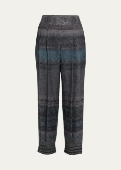 Giorgio ArmaniEmbroidered Geo-Print Wook Straight-Leg Crop Trousers