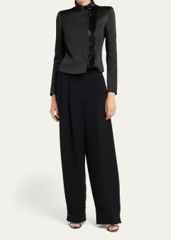 Giorgio ArmaniEmbroidered Silk Single-Breasted Jacket