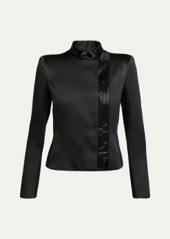 Giorgio ArmaniEmbroidered Silk Single-Breasted Jacket