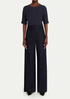 Giorgio ArmaniFlanella Cashmere Wide-Leg Pants