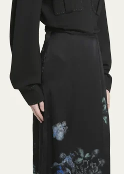 Giorgio ArmaniFloral Print Silk Wrap-Effect Midi Skirt