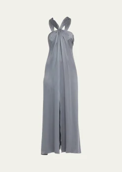 Giorgio ArmaniGathered Halter Silk Gown
