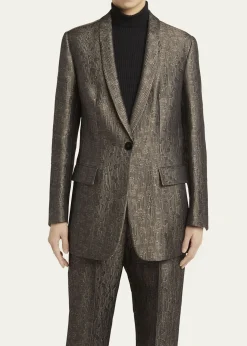 Giorgio ArmaniGeo Silk Jacquard Single-Breasted Blazer
