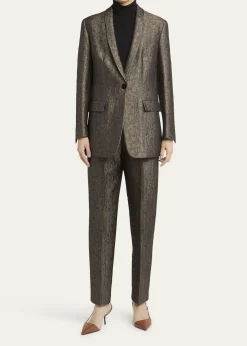 Giorgio ArmaniGeo Silk Jacquard Single-Breasted Blazer
