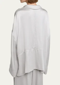 Giorgio ArmaniHammered Satin Plunging Collared Shirt