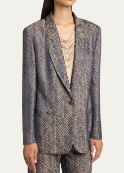 Giorgio ArmaniHerringbone Jacquard Single-Breasted Jacket