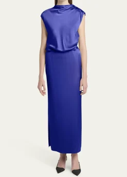 Giorgio ArmaniHigh-Neck Double Silk Satin Gown