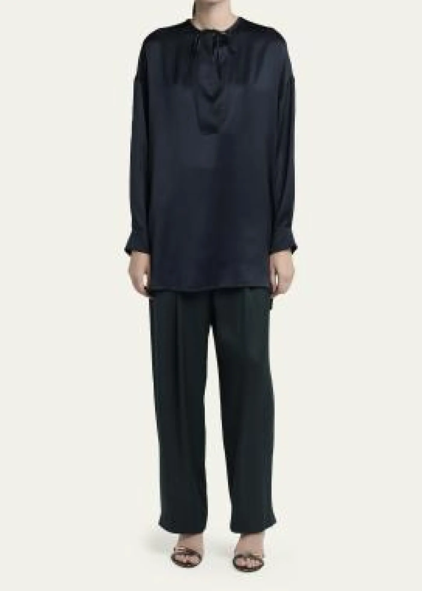 Giorgio ArmaniLong-Sleeve Silk Tunic Shirt