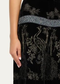 Giorgio ArmaniMetallic Embroidered Velvet Wide-Leg Trousers