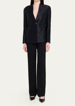 Giorgio ArmaniMetallic Raffia Single-Breasted Jacket