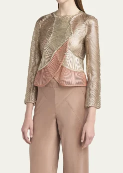 Giorgio ArmaniMetallic Soutache Two-Tone Leather Jacket
