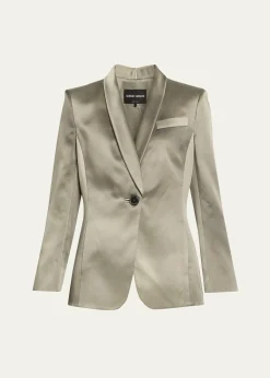 Giorgio ArmaniOmbre Satin Single-Breasted Blazer