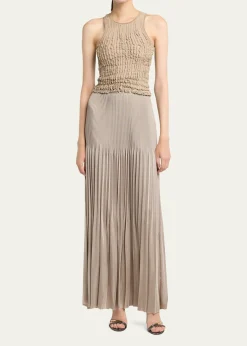 Giorgio ArmaniPleated Knit Maxi Skirt
