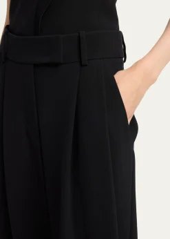 Giorgio ArmaniPleated Silk Wide-Leg Cuffed Trousers