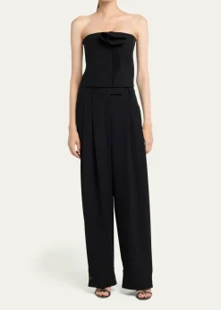 Giorgio ArmaniPleated Silk Wide-Leg Cuffed Trousers