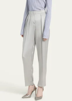 Giorgio ArmaniPleated Skinny Leg Silk Trousers