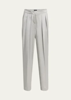 Giorgio ArmaniPleated Skinny Leg Silk Trousers