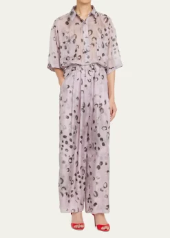 Giorgio ArmaniPrinted Silk Wide-Leg Pants