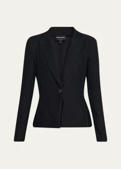 Giorgio ArmaniRice Stitch Jersey Single-Breasted Jacket