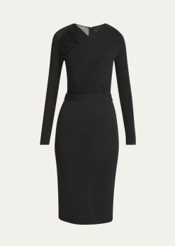Giorgio ArmaniRuched Jersey Long-Sleeve Midi Dress
