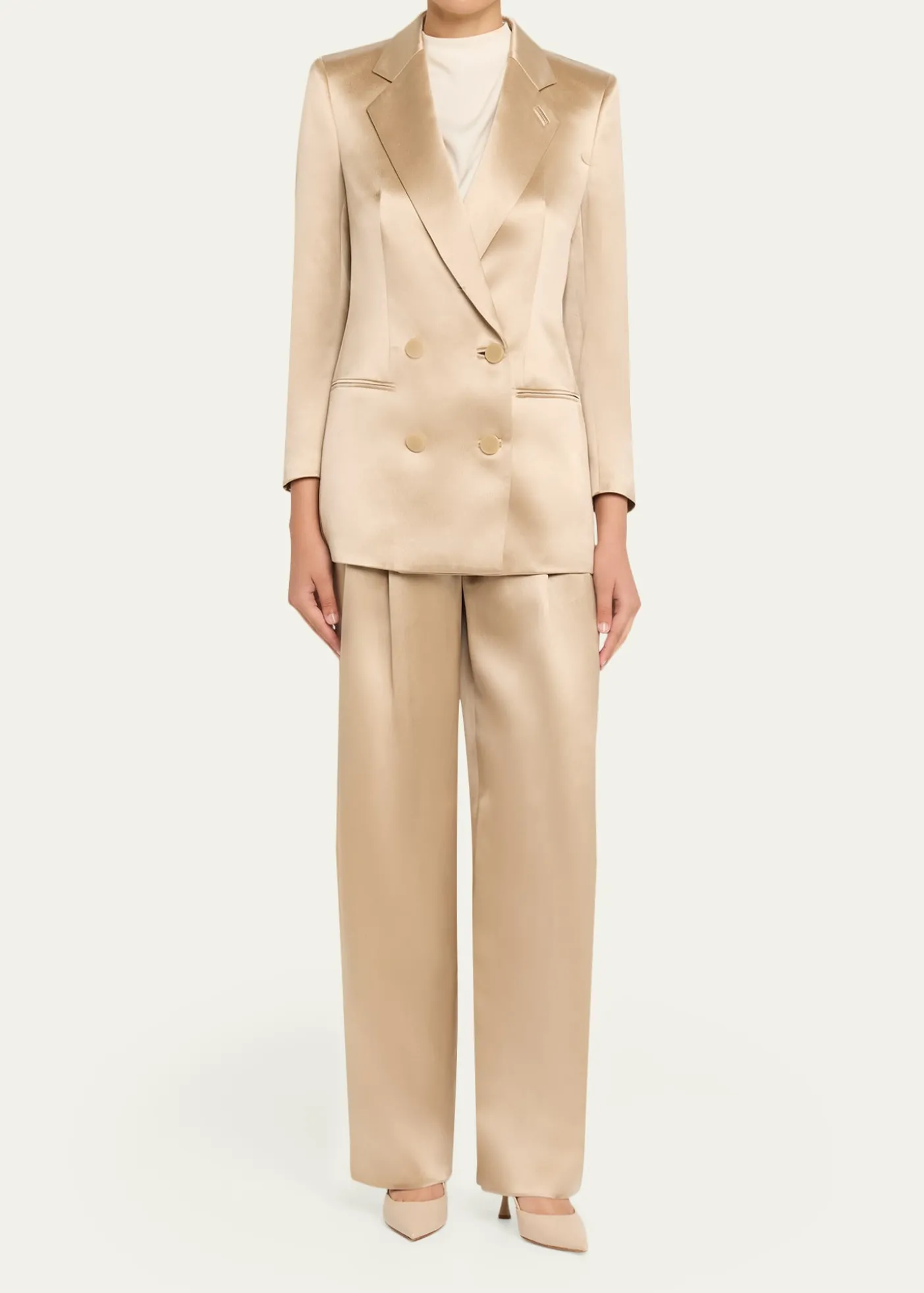 Giorgio ArmaniSatin Double-Breasted Blazer Jacket
