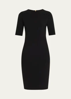 Giorgio ArmaniShort-Sleeve Wool Crepe Stretch Dress