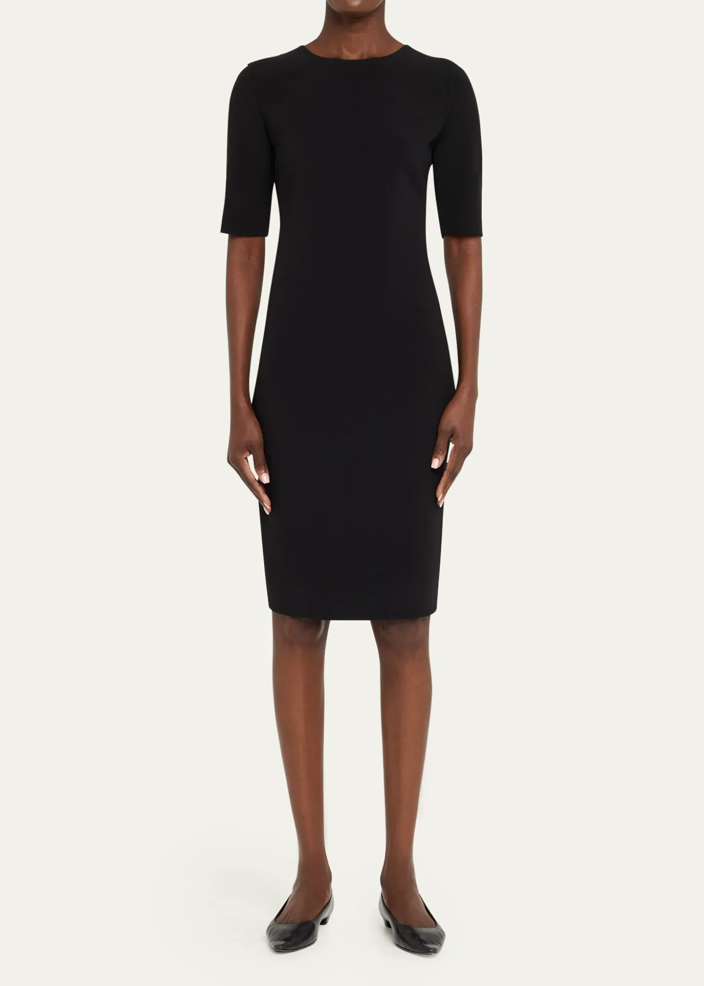 Giorgio ArmaniShort-Sleeve Wool Crepe Stretch Dress