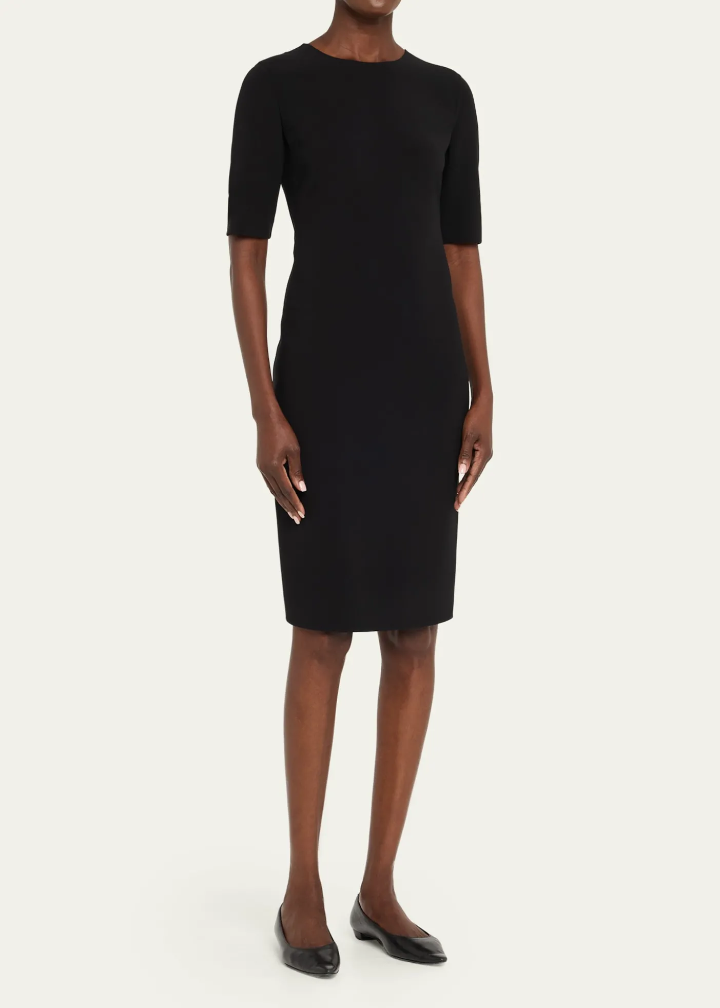 Giorgio ArmaniShort-Sleeve Wool Crepe Stretch Dress