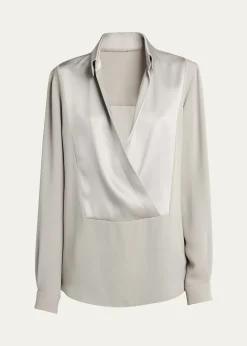 Giorgio ArmaniSilk Georgette Wrap Blouse