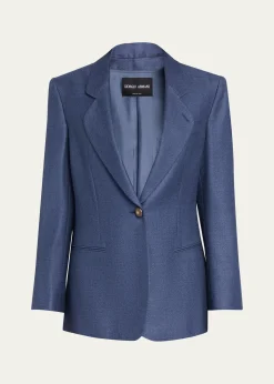 Giorgio ArmaniSingle-Breasted Silk Blazer Jacket