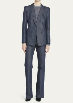 Giorgio ArmaniSingle-Button Denim Blazer Jacket