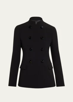 Giorgio ArmaniStretch Wool Crepe Double-Breasted Blazer