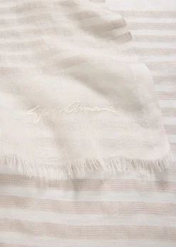 Giorgio Armani Striped Linen-Cotton Jacquard Stole, 80