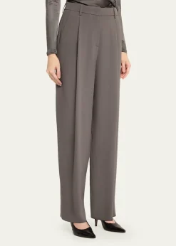 Giorgio ArmaniWashed Silk Pleated Trousers