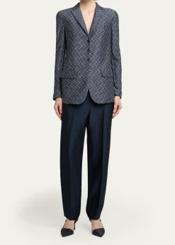 Giorgio ArmaniZigzag Jacquard Cashmere Single-Breasted Jacket