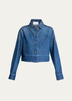 GivenchyCropped Raw-Edge Cotton Denim Jacket
