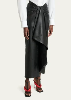 GivenchyDraped Leather Maxi Skirt