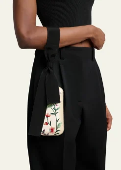 GivenchyFloral-Embroidered Wristlet Clutch Bag in Satin